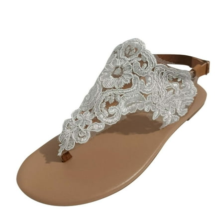 

adviicd Sandal Flats for Women Size 8 Ladies Roman Casual Color Fashion Lace Sandals Thong Flat Solid Women s sandals