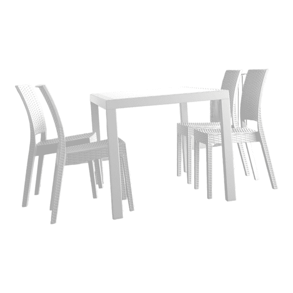 Luxury Commercial Living 5-Piece White Wickerlook Square Patio Dining Set 34"