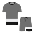 thumbnail image 4 of MNCEKFOD Men Short Sets Outfits Summer Color Block Round Neck Short Sleeve Tshirts with Elastic Waist Shorts Casual Tracksuit Set Grey XL, 4 of 4