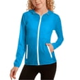 thumbnail image 2 of Eltusu Girls Sun Protection Jackets, Hooded Sports Full Zip Long Sleeve Rash Guard Sky Blue Size 11-12T, 2 of 9