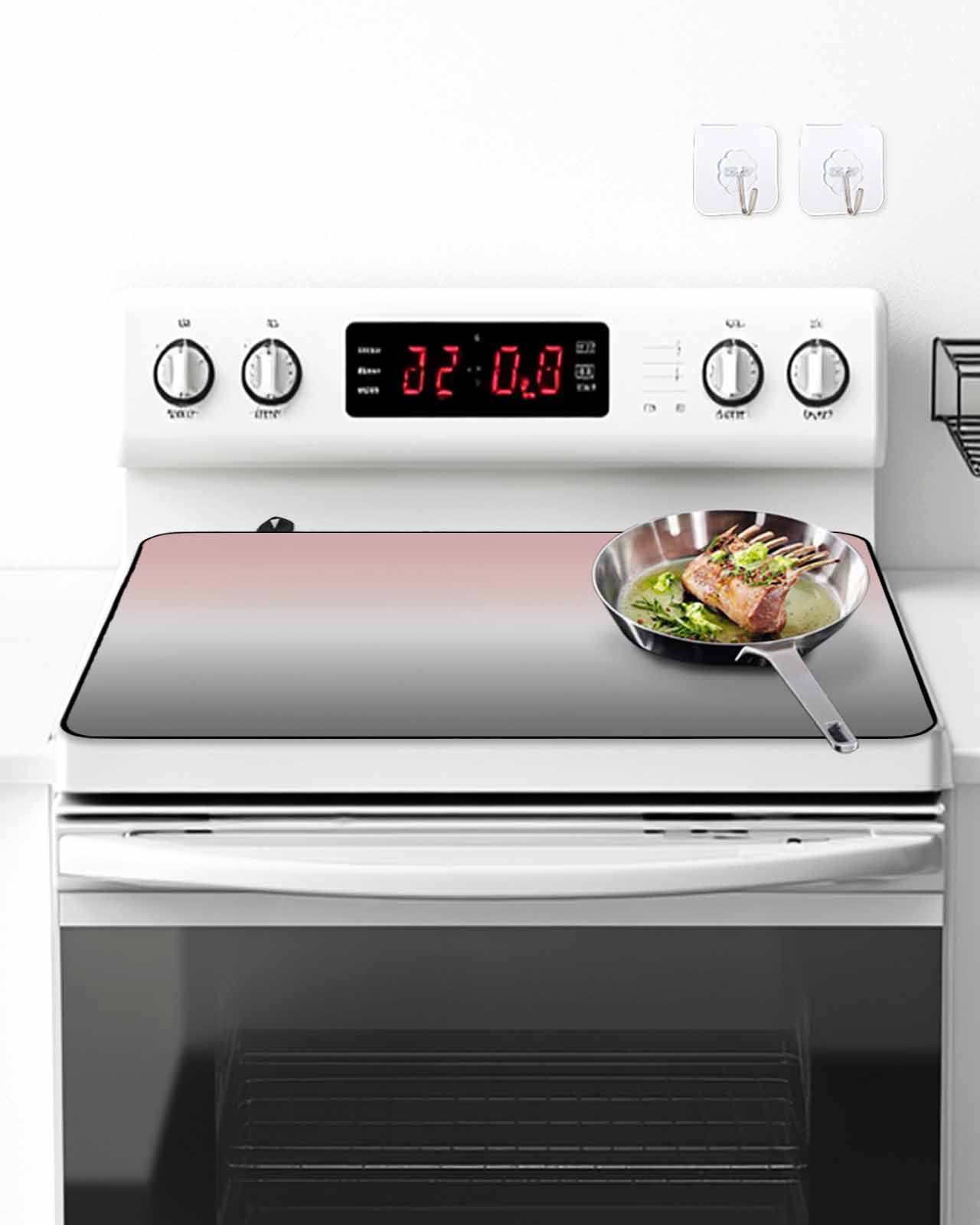 Stove Top Covers for Electric Stove, Gradient Pink Grey, Glass Stovetop Cover Protector, Modern Abstract Color Ombré Art Induction Cooktop Protector Oven Mat for Kitchen Countertop 24"x21"