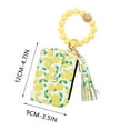 thumbnail image 3 of Tarjetero, billetera de pulsera, monedero, monedero de bolsillo para mujer, monedero, llavero con borla de cuentas amarillas, llavero tipo brazalete, llavero con pulsera, billetera con broche, limón d, 3 of 4