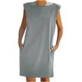 thumbnail image 1 of Pompotops Robe Mini Sans Manches Mode Sexy pour Femmes Col Rond Ample, 1 of 9