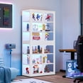 thumbnail image 3 of Ero 68" Tall Display Cabinet with Glass Doors and RGB LED Light for Collectibles, Books, Bags, Toys, Glass Display Case, Storage Cabinets, White, 3 of 7