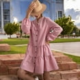 thumbnail image 4 of Women's Long Sleeve Button-Down Tiered Mini Dress with Stand Collar - Medium, Pink, 4 of 6