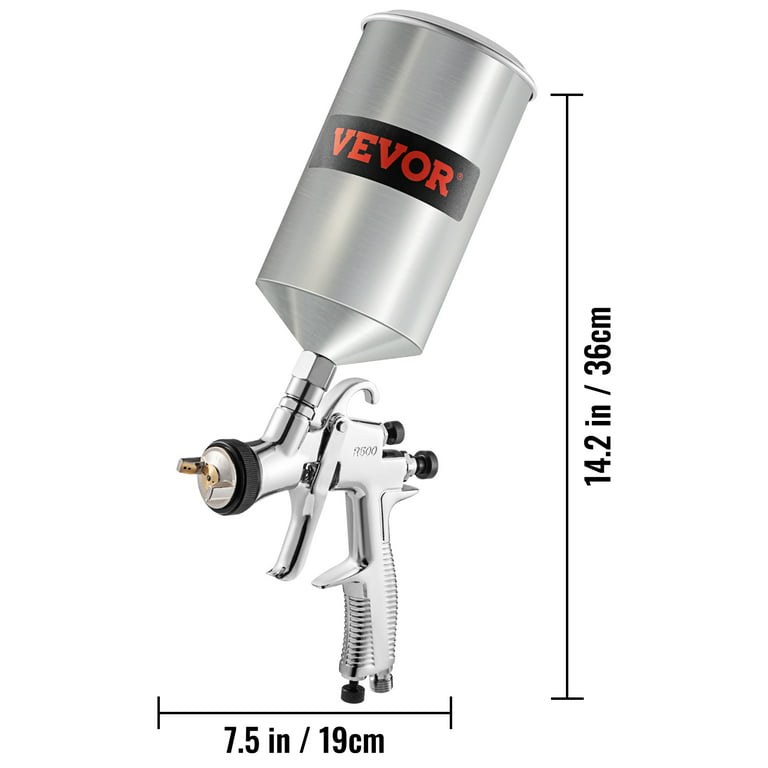 LVLP Spray Gun R500 with 1.3/1.5/1.7mm Nozzle and Air Pressure Regulator Gauge Professional Gravity Feed Paint Gun Sprayer for Automotive Basecoat