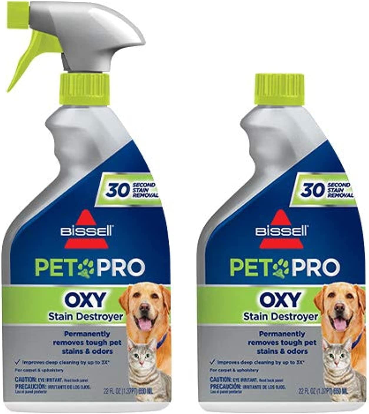 BISSELL Pro Oxy Pet Stain Remover, 18 oz Bottle with Brush, Fast