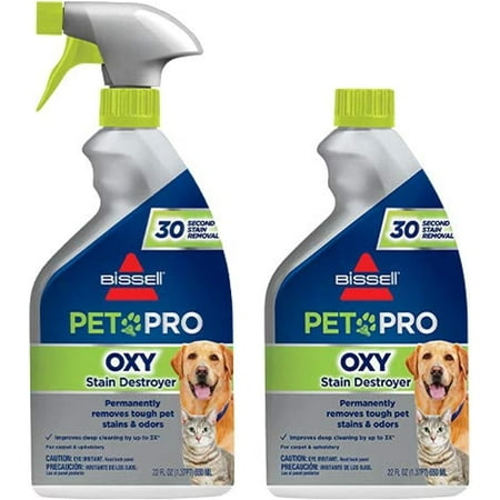 BISSELL PET PRO OXY Stain Destroyer for Carpet and Upholstery, 22 oz, 2 Pack, 17739, 22 Fl Oz