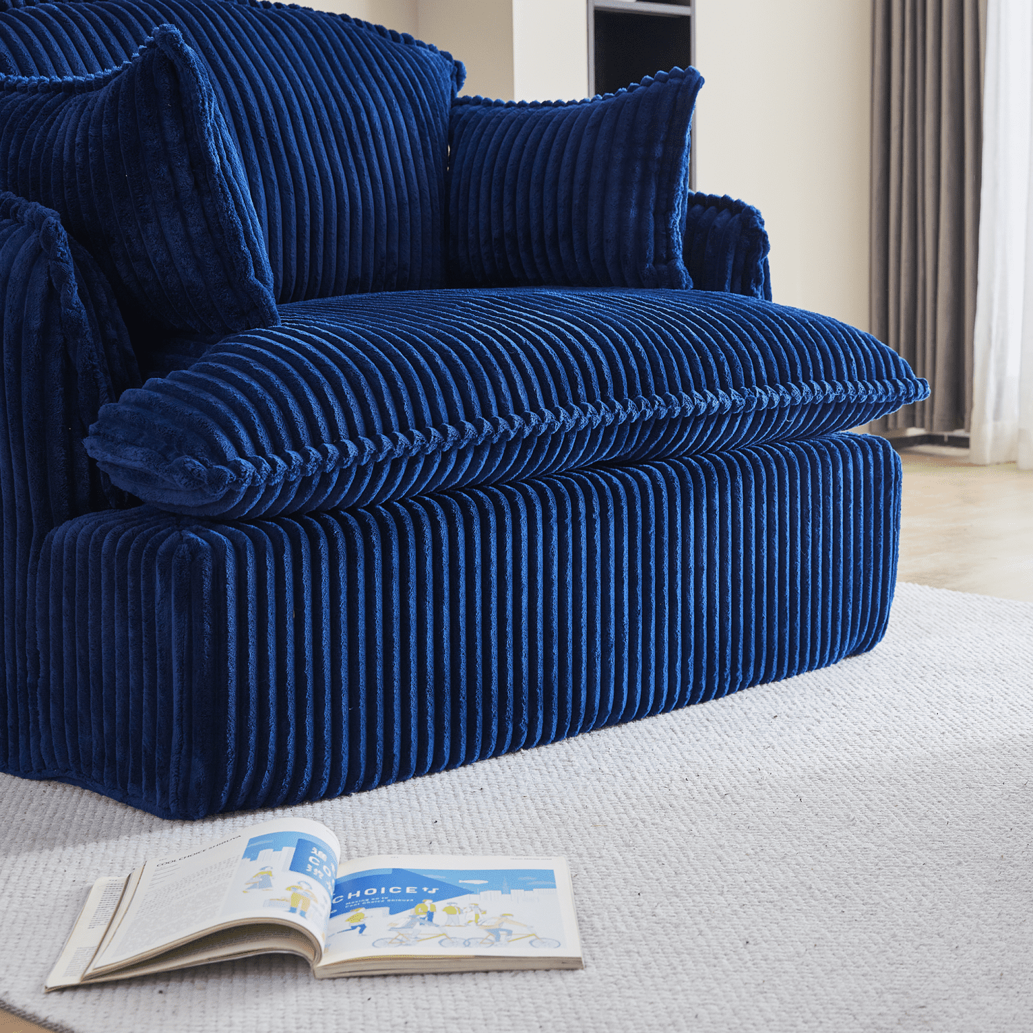 Gewnee Convertible Corduroy Armchair with Ottoman - Modern Compressed for Small Spaces, Living Room