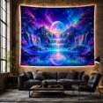 thumbnail image 6 of Planet Rising Above Rainbow Waterfalls and Lake, Mystical Fantasy Style for Space Lovers, Galaxy Wall Art, Housewarming Gift, Tapestry Wall Hanging for Bedroom and Dorm, 6 of 7