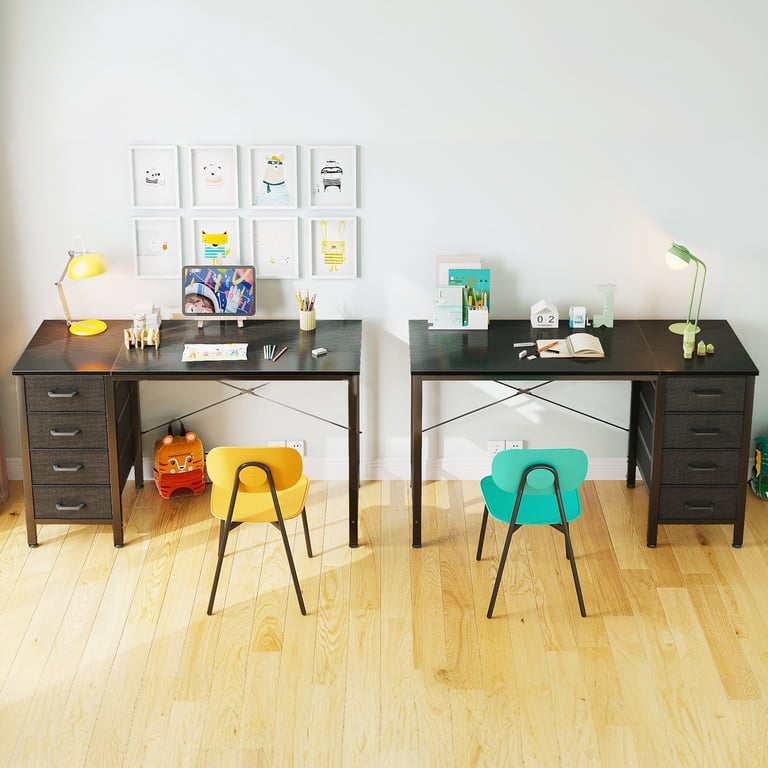 Casacomoda Computer Desk with 4 Storage Drawers, Black photo 6