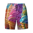thumbnail image 4 of Lsque Mens Swim Trunks Rainbow Melting Ice Cream Pattern - Bathing Suit Compression Liner - Beach Swim Shorts Swimwear - (S-3XL) - Stretch Quick Dry -, 4 of 9