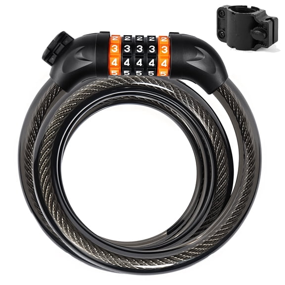 BUCKLOS 5-Digit Combination Bike Lock - 40.55" Heavy Duty Steel Cable Anti-Theft Lock with Mounting Bracket, Resettable Password for Bikes, Scooters, Motorcycles & Outdoor Use