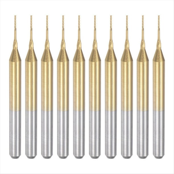 10 Piezas Fresa de Extremo de Carburo con Revestimiento de Titanio Fresa de Grabado Brocas de Enrutador CNC para Máquina PCB, Vástago de 1/8 de Pulgada 0,5 mm