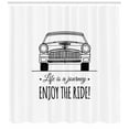 thumbnail image 3 of Ambesonne Enjoy the Ride Shower Curtain, Vintage Automobile, 69"Wx75"L, Black and White, 3 of 3