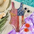 thumbnail image 4 of 250th Anniversary Flag Girls Swimsuit Size 6-7 One Piece Swimsuit Summer Patriotic American Flag Floral Print Swimsuits Swimming Sleeveless Beach Vacation Freedom Cute Bathing Suits Pink 3-4 Years, 4 of 6