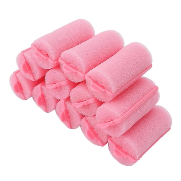Rulos de espuma para el cabello, 12 unidades, suaves, flexibles, sin calor, para un peinado cómodo durante la noche. Color rosa.