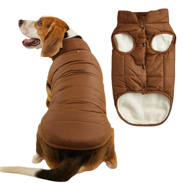 Winter Dog Vest with Button Closure & Warm Fleece Lining, Back Zipper Design for Small and Medium Dogs, Comfortable Cold Weather Protection for Outdoor Walking