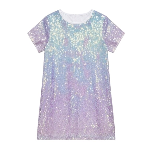 PRfgtbd Girls Summer Dress Easter Sparkling Sequin Party Dress For Girls Elegant Glittering Casual Dress Sundress For Holiday Celebrations Beach Party Sundress