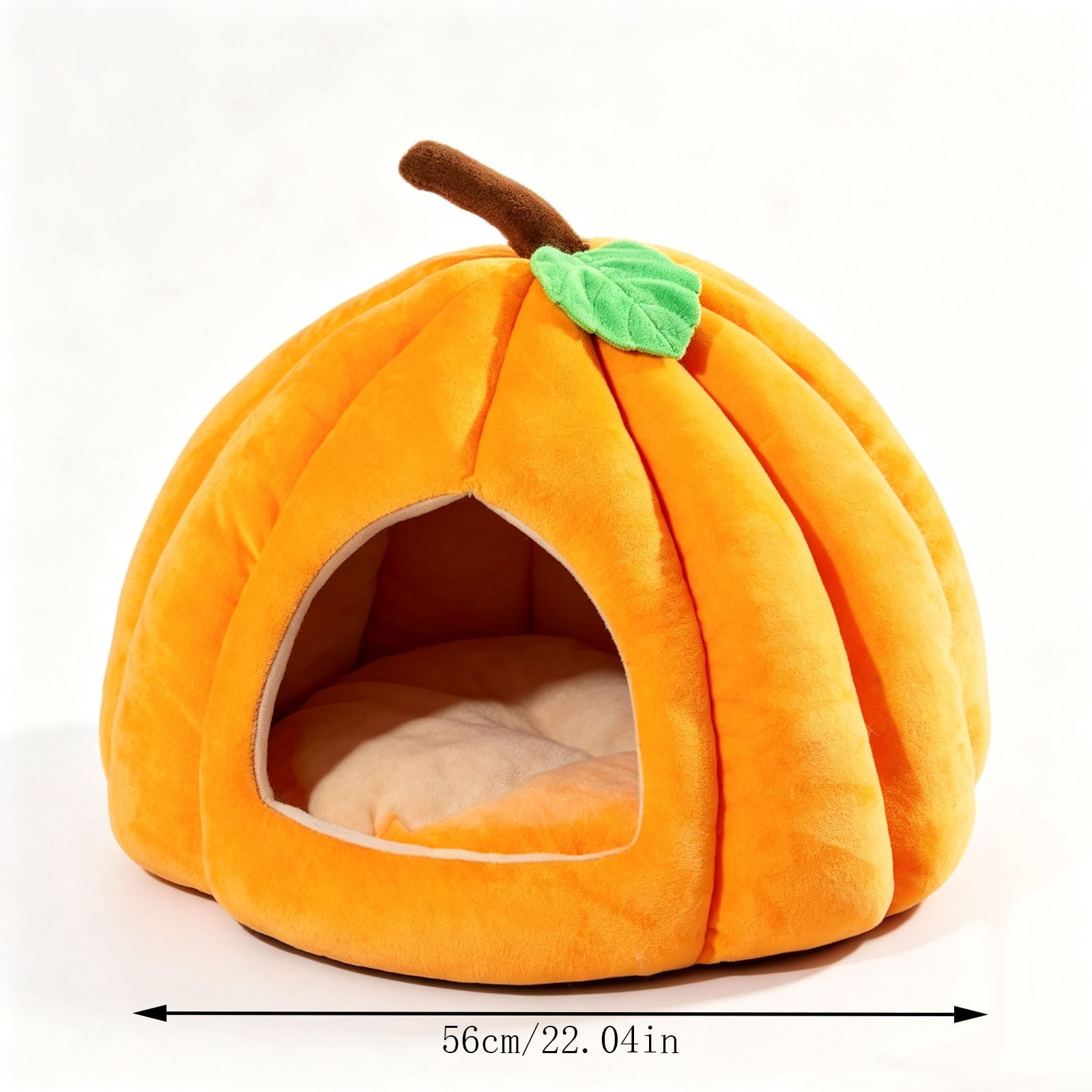Pumpkin Shape Pet Cave Bed, Soft Enclosed Warm Sleeping for Cats Small ...