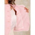 thumbnail image 5 of DARING DIVA Women's Plaid Tweed Cropped Button Up Elegant Work Jackets XS Pink, 5 of 6