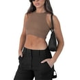 thumbnail image 2 of xiaxaixu Women Solid Color Tank Tops Ribbed Crew Neck Sleeveless Vests Summer Slim Fit Exposed Navel Crop Tops Streetwear, 2 of 6