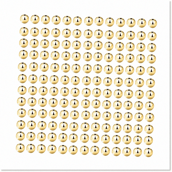 200 pcs Gold Plated Spacer Beads - Long-Lasting Round Connectors for DIY Bracelet Making - Tarnish Resistant, Smooth & Seamless (3mm)