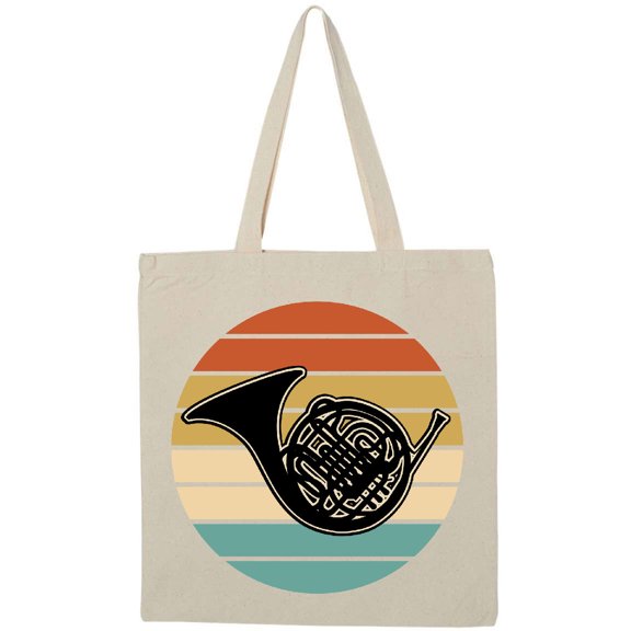 Inktastic French Horn Retro Music Sunset Tote Bag