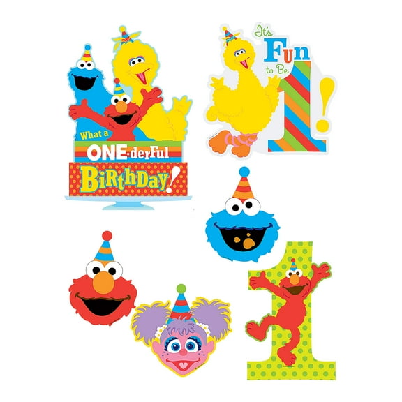 11 1/2" – 23" Sesame Street Party Character Wall Cutout Decorations - 6 Pc.