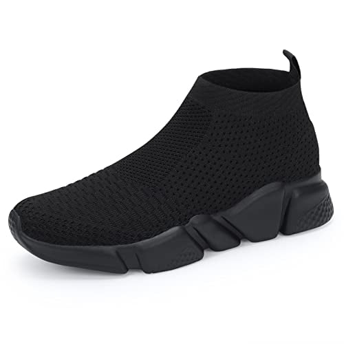 WXQ Men's Fashion Sneakers - Lightweight Breathable Walking Shoes Running Shoes Mesh Workout Casual Sports Shoes All Black