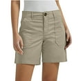 thumbnail image 2 of JINMGG Shorts for Women Clearance $5 Fashion Women Solid Casual Button High Waist Pockets Short Pants Khaki XL, 2 of 5