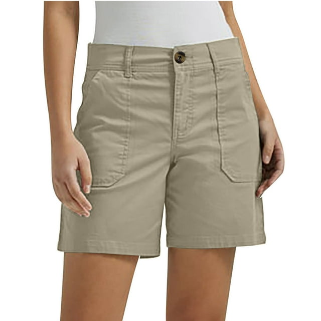 Pntutb Plus Size Clearance!Fashion Women Solid Casual Button High Waist Pockets Short Pants