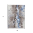 thumbnail image 3 of HomeRoots 618527 5 x 8 ft. Taupe & Blue Abstract Washable Indoor & Outdoor Rectangle Area Rug, 3 of 5