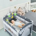 4 in 1 Portable Baby Playpen Crib Cradle with Extended Canopy, Baby
