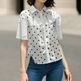 thumbnail image 2 of Summer Shirts for Women Polka Dot V Neck Button T-Shirt Loose Fit Casual Business Work Blouse Basic Tee, 2 of 6