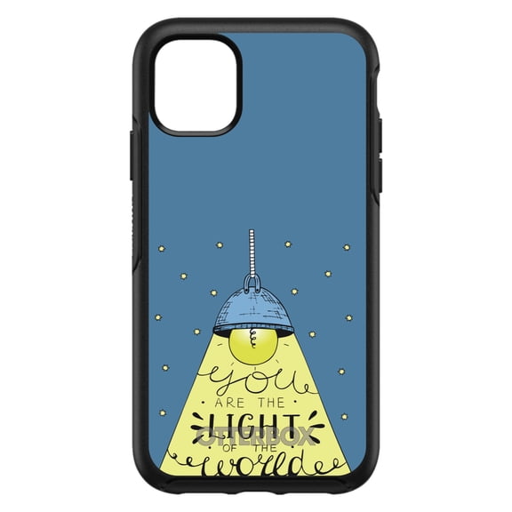 DistinctInk Case for iPhone 15 (6.1" Screen) - OtterBox Symmetry Custom Black Case - You Are the Light of the World