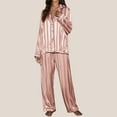 thumbnail image 2 of AOMPMSDX Womens Pajama Sets Homewear Set Cardigan Long Sleeves Casual Sleepwear Set Cozy Nightwear Set Pink Nightgowns For Women S, 2 of 4