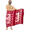 thumbnail image 5 of HAPPY BAY Men's Pareo Regular Holiday Dashiki Sarong Long Shower Beach Wrap One Size Ruby, Floral Summer Vacation Aloha, 5 of 5