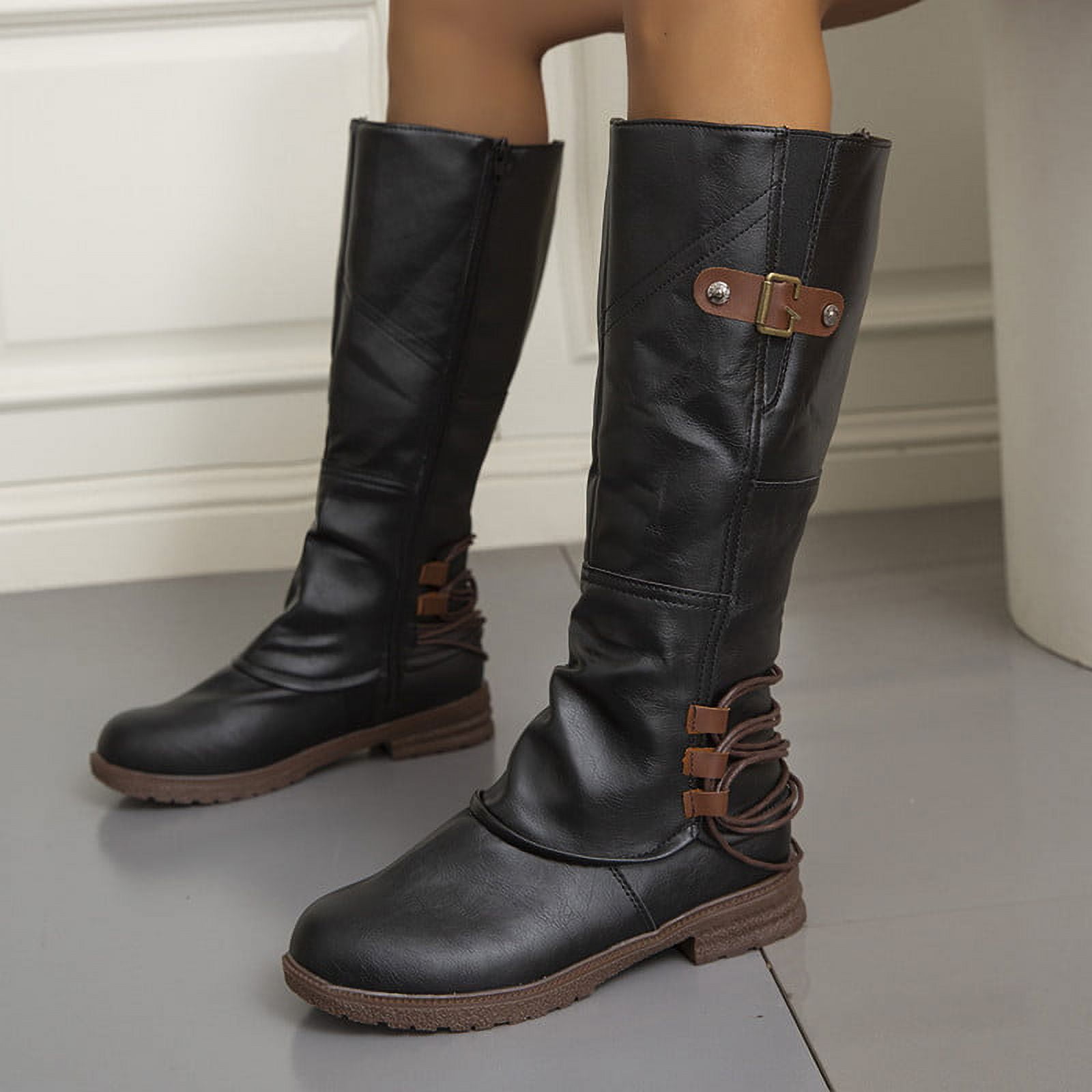 Waterproof Fashion Heel Side Zipper Boots High Color Boots Women's Boots Rain Boots Women Boots for Women Warm on Womens Cutout Booties And Boots Boot for Women Dress Boots for Women with