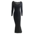 thumbnail image 2 of KOMOO Women Bodycom Long Dress Long Sleeve Round Neck Elastic Pencil Long Dress Slim Cocktail Dress, 2 of 7
