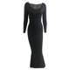 thumbnail image 2 of VISgogo Vestido Casual para Mujer Color Sólido Manga Larga Cuello Redondo Slim Fit Home Vestido Largo VISgogo moda, 2 of 7