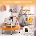 thumbnail image 2 of Leumius 28inch Mini Trampoline with Handle for Kids,Indoor Outdoor Small Rebounder Trampoline for Boys and Girls,Orange, 2 of 8