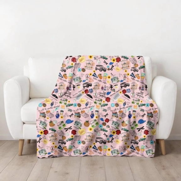 Gilmore Girls Pink Velveteen Blanket - Stars Hollow Inspired Gift for Women Fans Halloween Christmas Home Decor