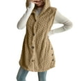 thumbnail image 6 of Mohiass Sherpa Vest Women with Hood Button Fleece Vest Soft Warm Lightweight Fall Jacket Open Front Cardigan Sweaters Camel XL, 6 of 6