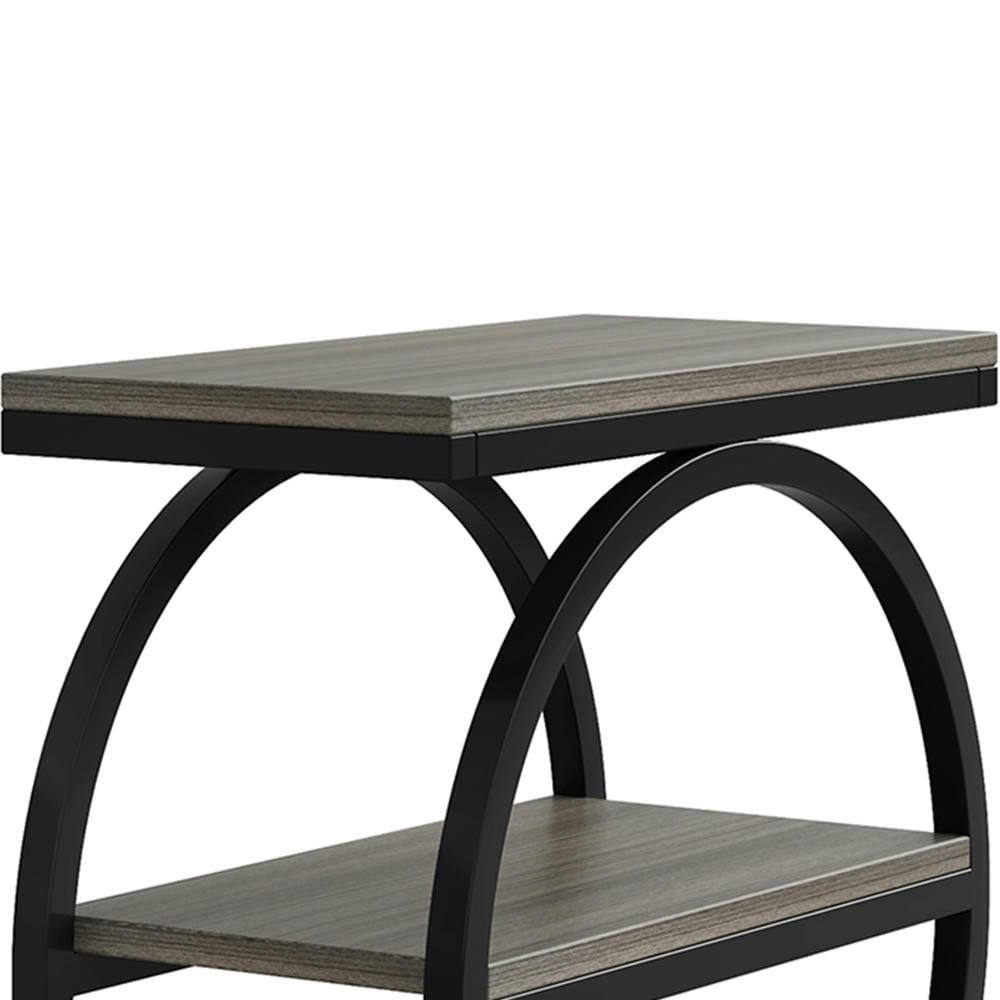 Barara King Console Table, Entryway Table, Console Sofa Table, Display Shelf,3-Tier End Table, Industrial Sofa Side Table with Round Metal Frame, Gray
