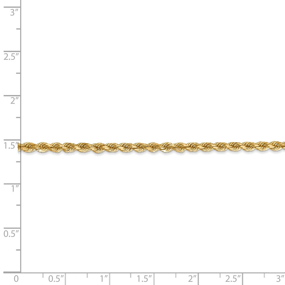 Solid 14k Yellow Gold 2.75mm Diamond-cut Rope Foot Chain Ankle