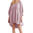 thumbnail image 4 of xiaxaixu Robe d'Été Mini pour Femmes Manches Lanterne Couleur Unie Tunique Ample Robe Courte Bouffante, 4 of 7
