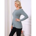 thumbnail image 2 of DARING DIVA Long Sleeve Crewneck Pleated Peplum Pullover Sweater S Grey, 2 of 6