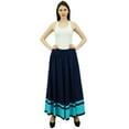 thumbnail image 1 of Bimba Women's Long Maxi Skirt With Contrast Border Boho Skirt With Elastic Waist, 1 of 8