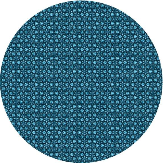 Ahgly Company Indoor Round Patterned Deep-Sea Blue Area Rugs, 6' Round